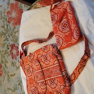 Vera Bradley Crossbody and Wallet Set VGUC Orange